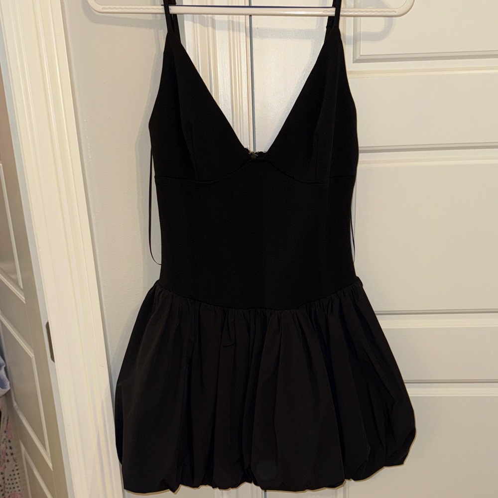 Mini Black Dress with Bubble Hem